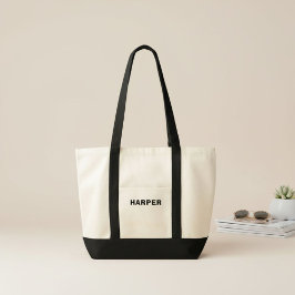 Bolsa Tote Tipografia moderna simples preto e branco trendy