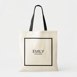 Bolsa Tote Tipografia Negra Moderna Limite Preto