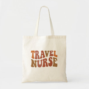 Bolsa Tote Tipografia Ondulada Retro Enfermeira de Viagem