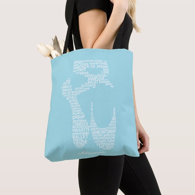 Bolsa Tote Tipografia Personalizada de Sapatilha de Ballet (Criador carregado)