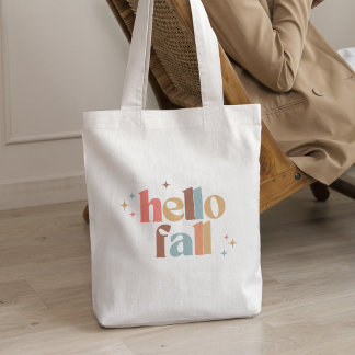 Bolsa Tote Tipografia Retro de outono de Hello