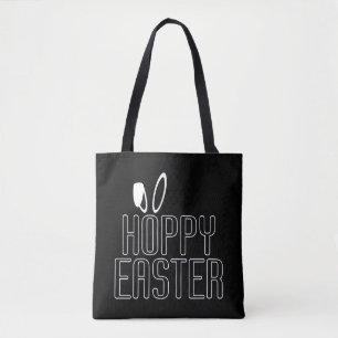 Bolsa Tote Tipografia Simples de Páscoa de Hoppy Saco de Tot