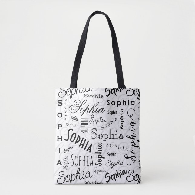 Bolsa Tote Tipografia Sophia Preto e Branco (Frente)