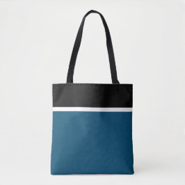 Bolsa Tote Tiras Brancas Negras Modernas Em Azul No Oceano Ne