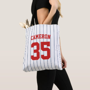 Bolsa Tote Tiras de Baseball Jersey de Cores Totalmente Editá