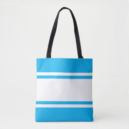 Bolsa Tote Tiras de corridas azuis do céu branco e panorâmico