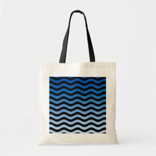 Bolsa Tote Tiras de onda de matizes azuis