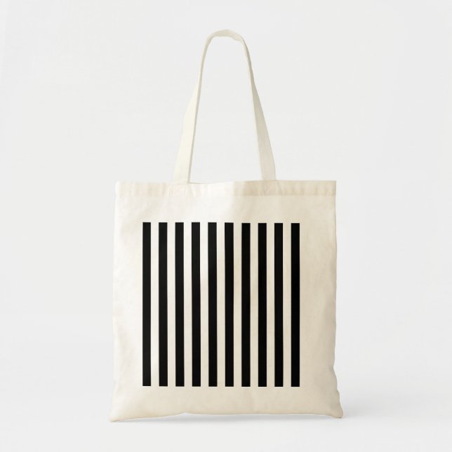 Bolsa Tote Tiras doces brancas e pretas (Frente)