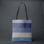 Bolsa Tote Tiras modernas com tons monográficos de azul<br><div class="desc">Padrão colorido listrado - com cores harmoniosas em tons de azul. Personalize com seu nome ou monograma. Se você precisar dele em cores diferentes,  clique no botão de contato sob a descrição do produto,  que eu gostaria de ajudar.</div>