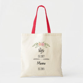 Bolsa Tote Título da Família Floral Personalizada da Esposa e