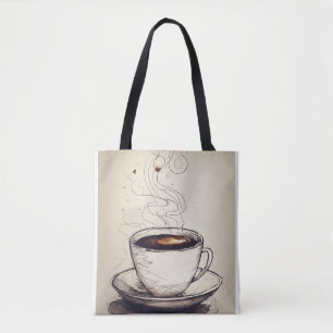 Bolsa Tote Título: Desenho Caneta minimalista de uma taça de 