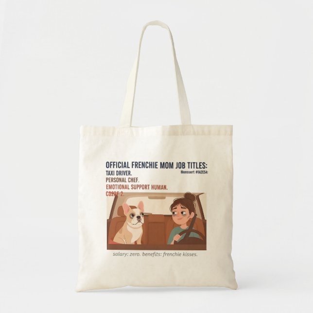 Bolsa Tote Títulos de Empregos de Mãe Frenchie Cachorro Bulld (Frente)