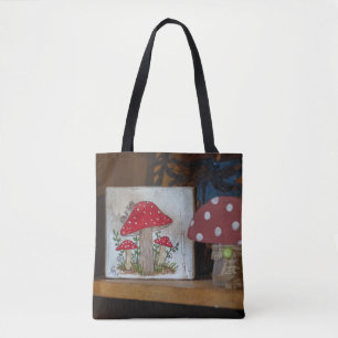 Bolsa Tote Toadstools Encantado - Arte Canvas Pintada À Mão
