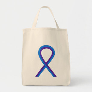 Bolsa Tote Toalha de Fita de Sensibilização Roxa e Azul