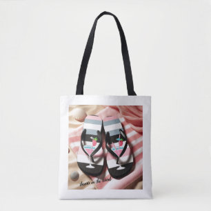 Bolsa Tote Toalha de Praia Chinelos Listrados 