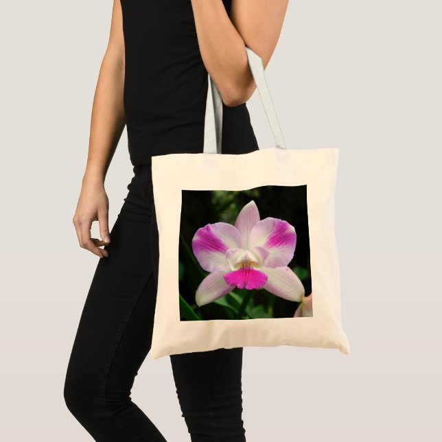Bolsa Tote Toalha Orquídea Rosa e Branca (Frente (produto))