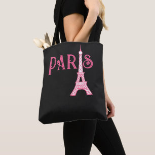 Bolsa Tote Toalha Torre Eiffel de Paris rosa