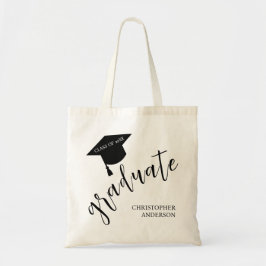 Bolsa Tote Toca de Formatura Minimalista Preto e Branco Gradu