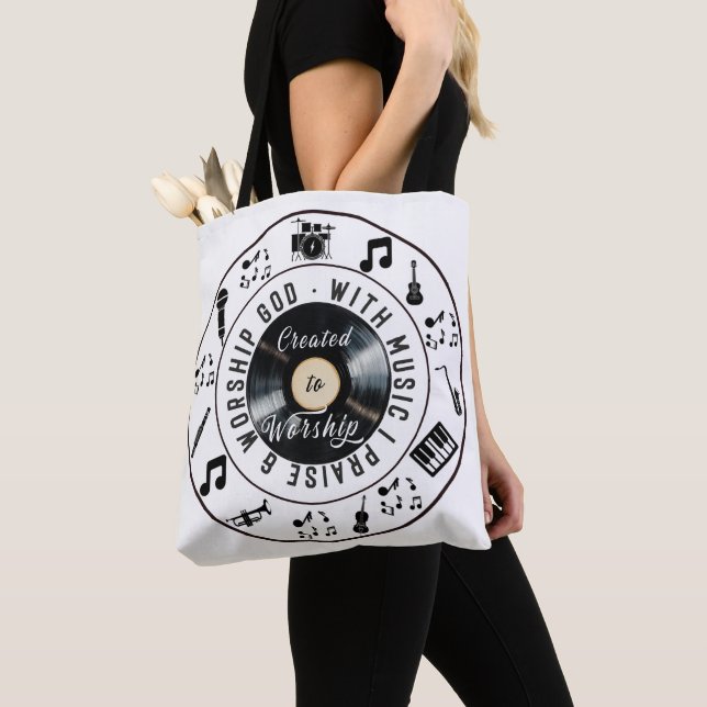 Bolsa Tote Tocador de Vinil Criado para Adorar (Close Up)