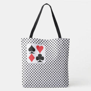 Bolsa Tote Tocando símbolos de cartas padrão mais corações pr