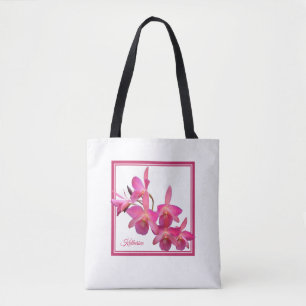 Bolsa Tote Toda sobre - imprima orquídeas rosas vermelha do
