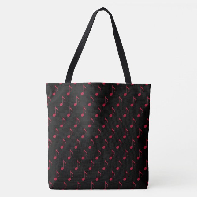 Bolsa Tote todas_over_impressas notas vermelhas em preto (Frente)