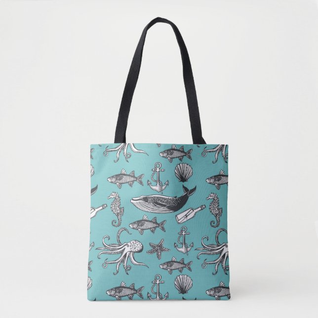 Bolsa Tote Todo o teste padrão do mar (Frente)
