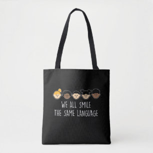 Bolsa Tote Todos Sorrimos Na Mesma Linguagem Comemoram Divers