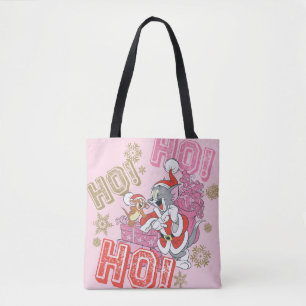 Bolsa Tote Tom e Jerry "Ho! Ho! Ho!" Entrega de presentes de