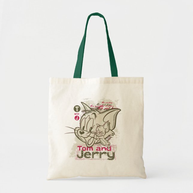 Bolsa Tote Tom e Jerry Rosa e Verde (Frente)
