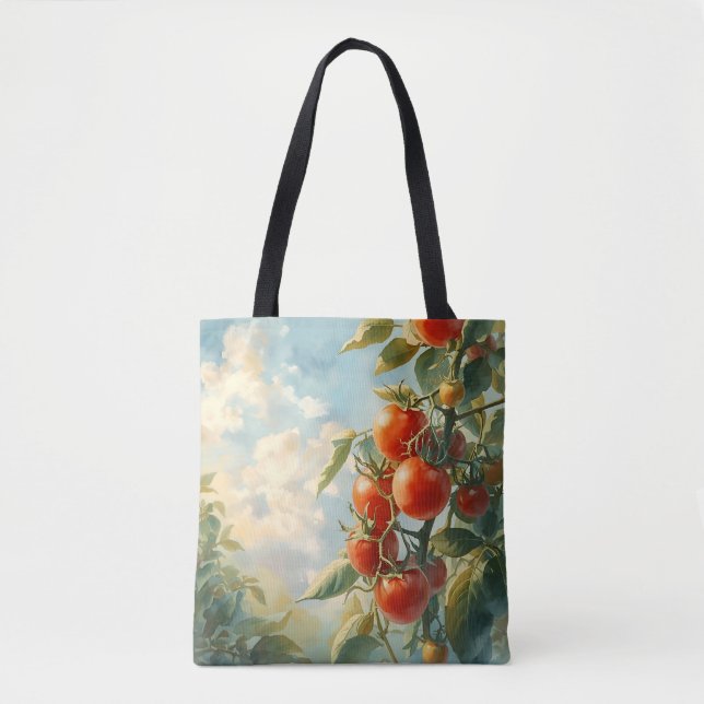 Bolsa Tote Tomates vítreos numa vinha (Frente)