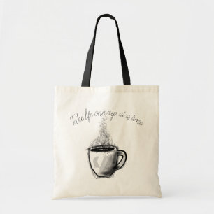 Bolsa Tote Tome a vida um copo de cada vez, ilustração do