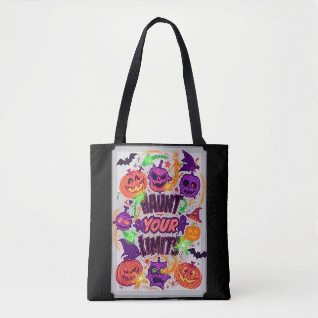 Bolsa Tote Tome Seus Limites De Neon Halloween (Frente)