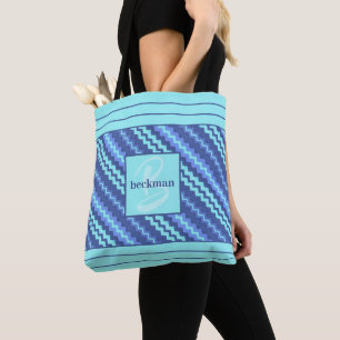 Bolsa Tote Tons de Azul Monogramados