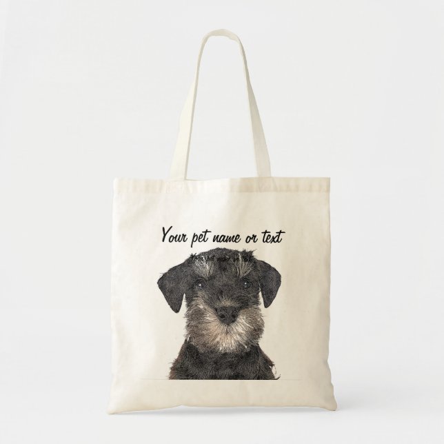 Bolsa Tote Too Cute Puppy Miniature Schnauzer Dog (Frente)