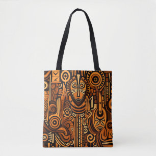 Bolsa Tote Toque da Edição de Máscara de Tapeçaria Tribal