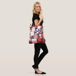 Bolsa Tote Toque de dança ao quadrado vermelho e branco