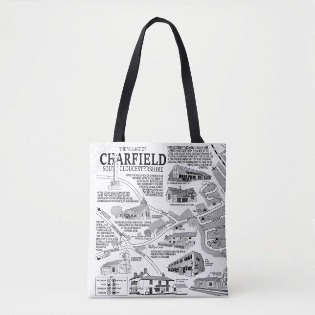 Bolsa Tote Toque de Mapa da Aldeia de Charfield (Frente)
