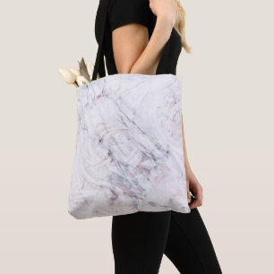 Bolsa Tote Toque de Rosa Branco Cinza Mármore Remoinho Chic T