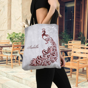 Bolsa Tote Toque Personalizado Pavão Vermelho