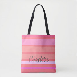 Bolsa Tote Toques rosa de nome personalizado