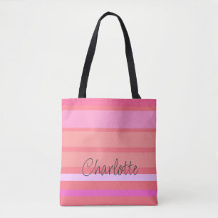 Bolsa Tote Toques rosa de nome personalizado