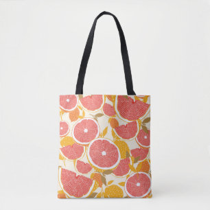 Bolsa Tote Toranja e fatias com folhas em branco.