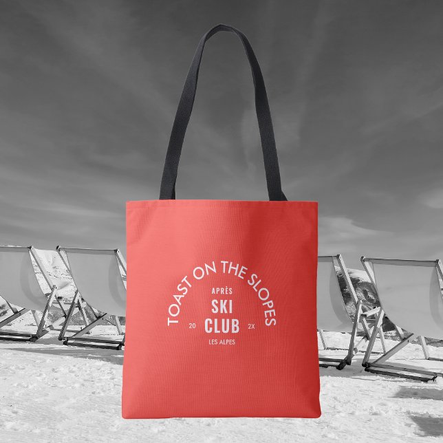 Bolsa Tote Torrada Nas Encostas Clube Après Ski Retro Vermelh (Criador carregado)