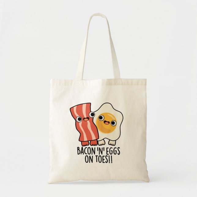 Bolsa Tote Torradas Divertidas com Bacon e Ovos nos Dedos dos (Frente)