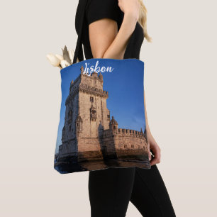 Bolsa Tote Torre de Belem ao pôr do sol em Lisboa, Portugal