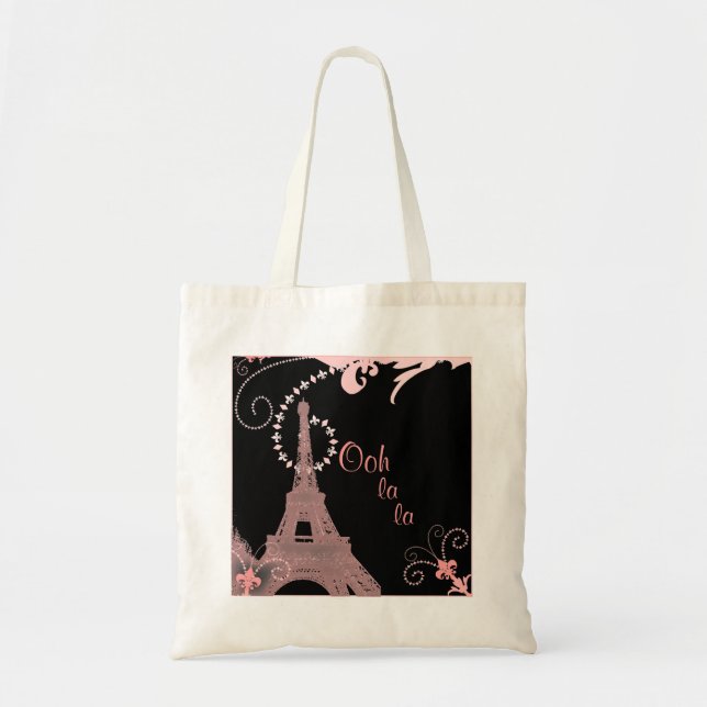 Bolsa Tote torre de retro de moda feminina paris eiffel (Frente)