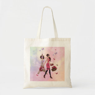 Bolsa Tote Torre Eiffel cor-de-rosa bonito de Paris da menina