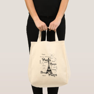 Bolsa Tote Torre Eiffel de Paris France da caligrafia da