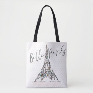 Bolsa Tote Torre Eiffel floral de Paris das flores de Paris  